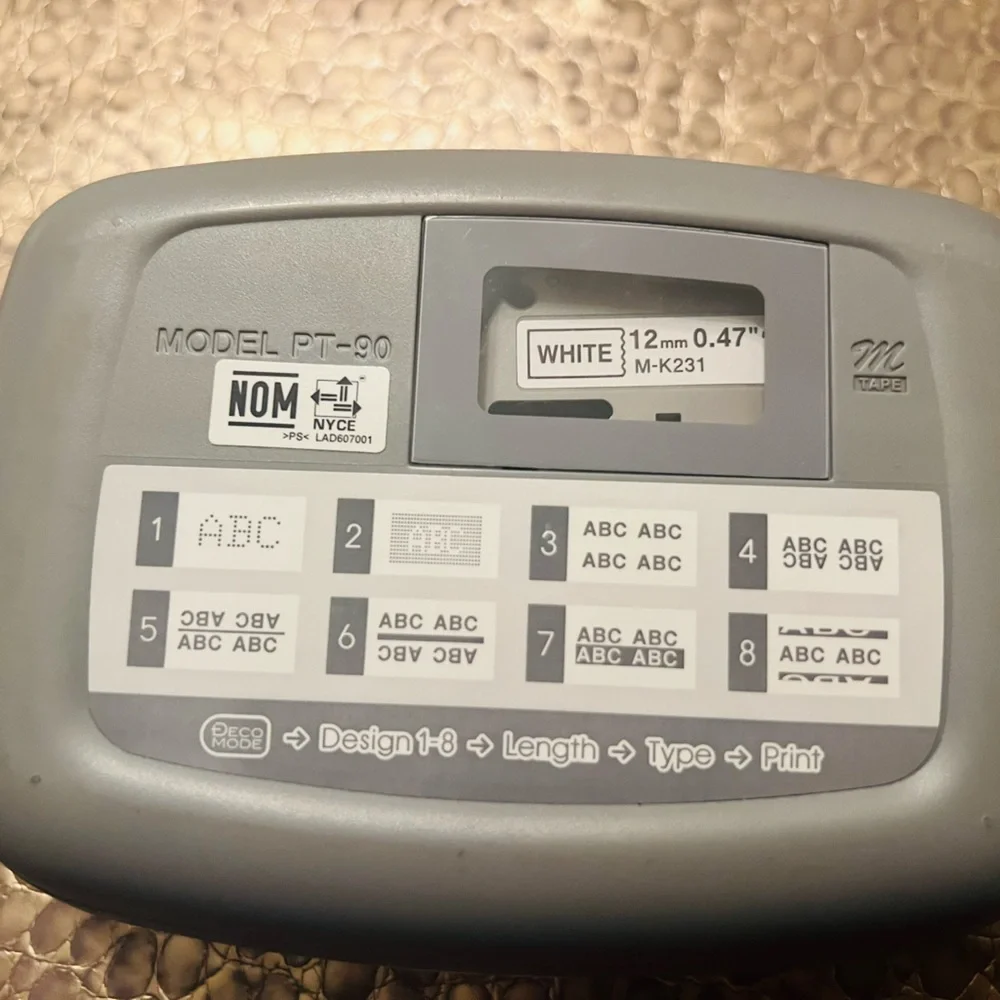 NWOT Brother PT-90 Label Maker in Gray and White Includes Tape